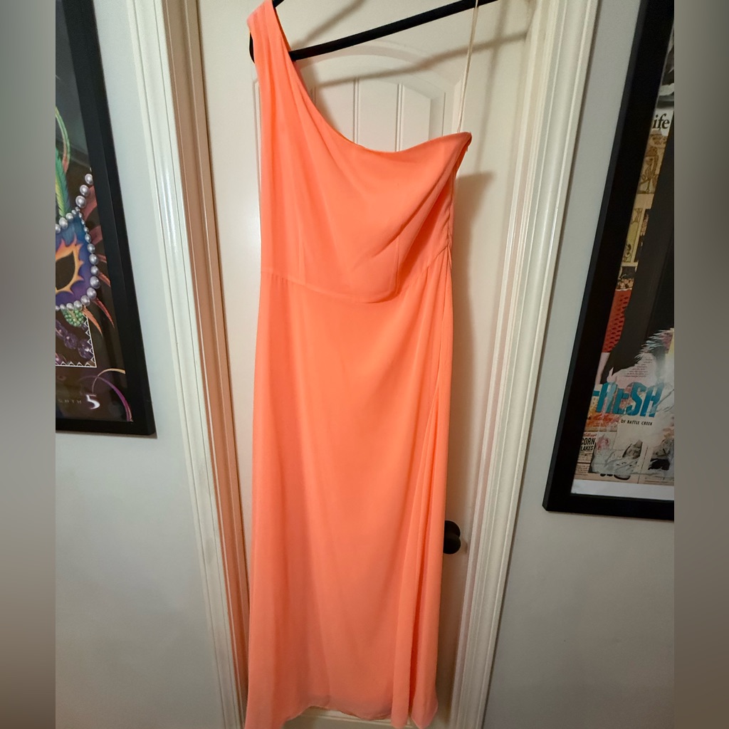Gianni Bini One-Shoulder Peach Maxi Dress Size 12